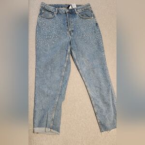 H&M Light Blue Studded Straight Leg Jeans